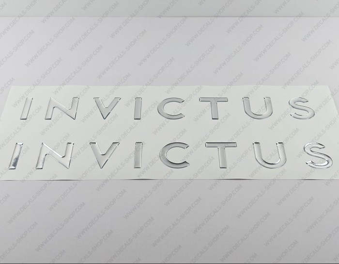 Invictus Boat Logo Chrome Raised Domed 3D Decals 54cm x 6cm 2pcs.